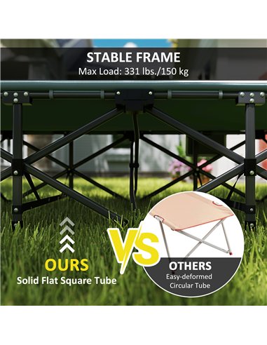 Outsunny Folding Camping Bed for Adults with Cushion, Heavy Duty Portable Travel Camping Cot with Headrest, Side Pocket and Non-