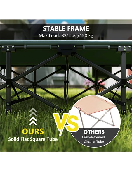 Outsunny Folding Camping Bed for Adults with Cushion, Heavy Duty Portable Travel Camping Cot with Headrest, Side Pocket and Non- - pic 160496 | FastDaddyshop