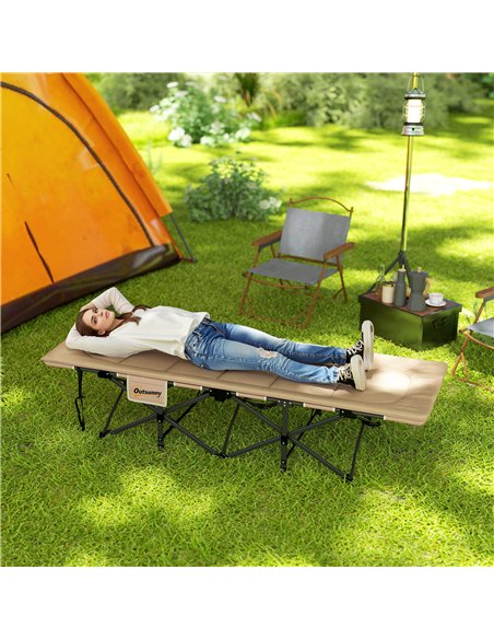 Outsunny Folding Camping Bed for Adults with Cushion, Heavy Duty Portable Travel Camping Cot with Headrest, Side Pocket and Non- - pic 160501 | FastDaddyshop