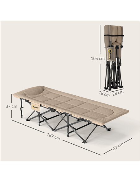 Outsunny Folding Camping Bed for Adults with Cushion, Heavy Duty Portable Travel Camping Cot with Headrest, Side Pocket and Non- - pic 160502 | FastDaddyshop