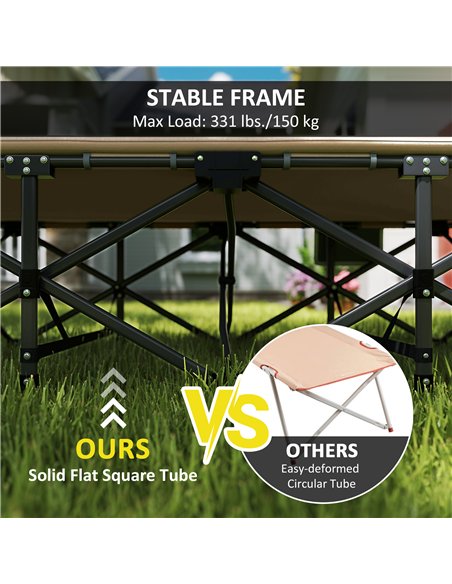 Outsunny Folding Camping Bed for Adults with Cushion, Heavy Duty Portable Travel Camping Cot with Headrest, Side Pocket and Non- - pic 160505 | FastDaddyshop