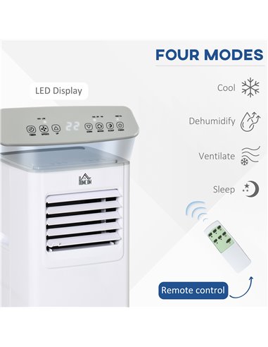 Homcom Mobile Air Conditioner with Timer, Remote, LED Display, 792W, White