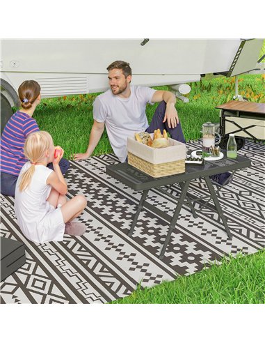 Outsunny 3 ft Folding Camping Table w/ Adjustable Heights, Portable Lightweight Outdoor Folding Picnic Table with Metal Mesh Des