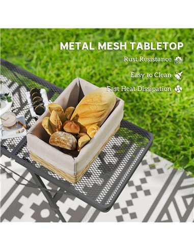 Outsunny 3 ft Folding Camping Table w/ Adjustable Heights, Portable Lightweight Outdoor Folding Picnic Table with Metal Mesh Des