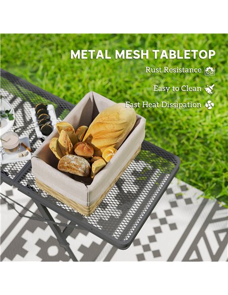 Outsunny 3 ft Folding Camping Table w/ Adjustable Heights, Portable Lightweight Outdoor Folding Picnic Table with Metal Mesh Des - pic 160512 | FastDaddyshop