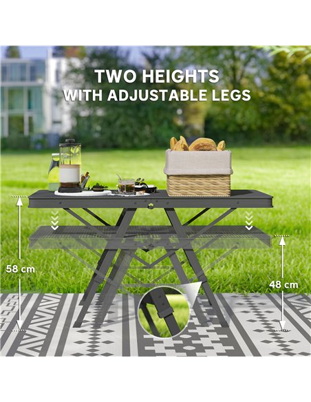 Outsunny 3 ft Folding Camping Table w/ Adjustable Heights, Portable Lightweight Outdoor Folding Picnic Table with Metal Mesh Des - pic 160513 | FastDaddyshop
