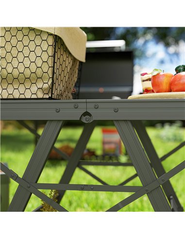 Outsunny 3 ft Folding Camping Table w/ Adjustable Heights, Portable Lightweight Outdoor Folding Picnic Table with Metal Mesh Des