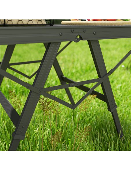 Outsunny 3 ft Folding Camping Table w/ Adjustable Heights, Portable Lightweight Outdoor Folding Picnic Table with Metal Mesh Des - pic 160517 | FastDaddyshop