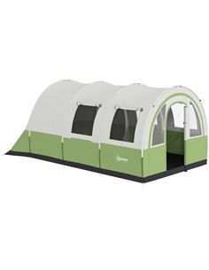 Outsunny 3000mm Waterproof Camping Tent, 5-6 Man Family Tent with Living and Bedroom, Carry Bag Included, Cream and Green