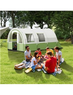 Outsunny 3000mm Waterproof Camping Tent, 5-6 Man Family Tent with Living and Bedroom, Carry Bag Included, Cream and Green 2
