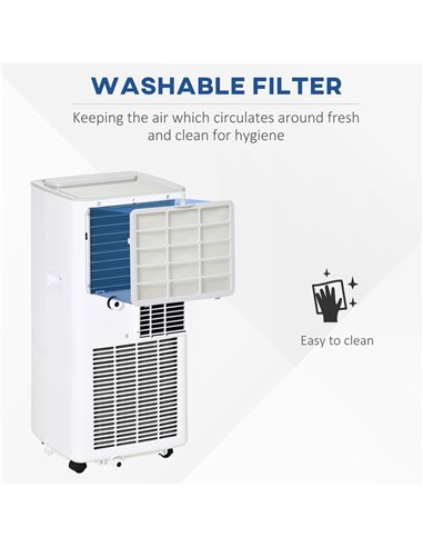 Homcom Mobile Air Conditioner with Timer, Remote, LED Display, 792W, White
