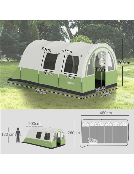 Outsunny 3000mm Waterproof Camping Tent, 5-6 Man Family Tent with Living and Bedroom, Carry Bag Included, Cream and Green - pic 160520 | FastDaddyshop