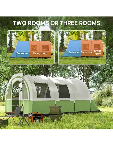 Outsunny 3000mm Waterproof Camping Tent, 5-6 Man Family Tent with Living and Bedroom, Carry Bag Included, Cream and Green - pic 160521 | FastDaddyshop