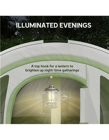 Outsunny 3000mm Waterproof Camping Tent, 5-6 Man Family Tent with Living and Bedroom, Carry Bag Included, Cream and Green