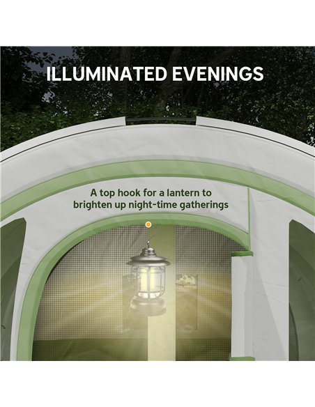 Outsunny 3000mm Waterproof Camping Tent, 5-6 Man Family Tent with Living and Bedroom, Carry Bag Included, Cream and Green - pic 160522 | FastDaddyshop