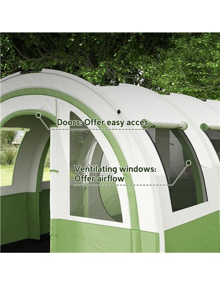Outsunny 3000mm Waterproof Camping Tent, 5-6 Man Family Tent with Living and Bedroom, Carry Bag Included, Cream and Green - pic 160523 | FastDaddyshop