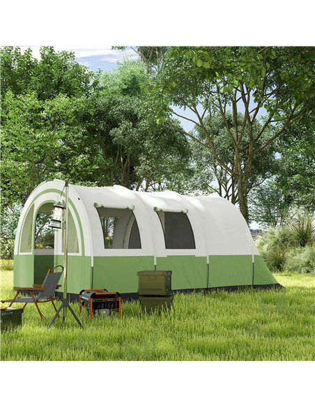 Outsunny 3000mm Waterproof Camping Tent, 5-6 Man Family Tent with Living and Bedroom, Carry Bag Included, Cream and Green - pic 160525 | FastDaddyshop