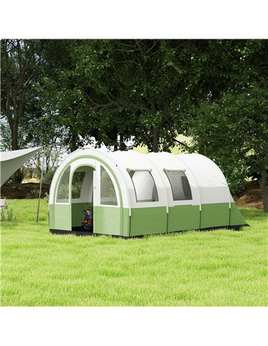 Outsunny 3000mm Waterproof Camping Tent, 5-6 Man Family Tent with Living and Bedroom, Carry Bag Included, Cream and Green