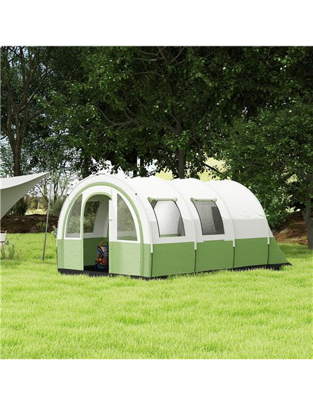 Outsunny 3000mm Waterproof Camping Tent, 5-6 Man Family Tent with Living and Bedroom, Carry Bag Included, Cream and Green - pic 160526 | FastDaddyshop
