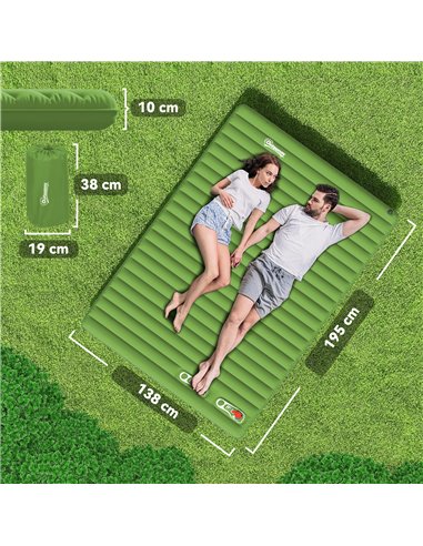 Outsunny 2 Person Camping Inflatable Mattress - Green