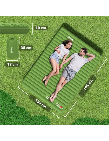 Outsunny 2 Person Camping Inflatable Mattress - Green - pic 160529 | FastDaddyshop