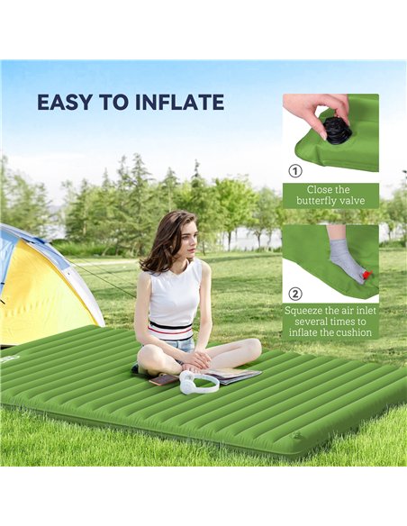 Outsunny 2 Person Camping Inflatable Mattress - Green - pic 160531 | FastDaddyshop