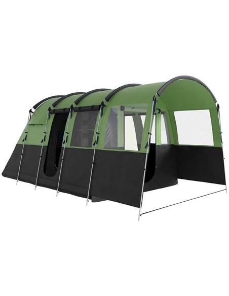 Outsunny 8-Person Camping Tent, Waterproof Family Tent, Tunnel Design, 4 Large Windows, Sleeping Cabins 3000mm Water Column Gree - pic 160536 | FastDaddyshop