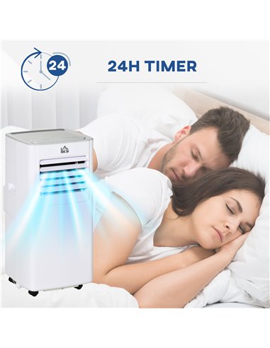 Homcom Mobile Air Conditioner with Timer, Remote, LED Display, 792W, White