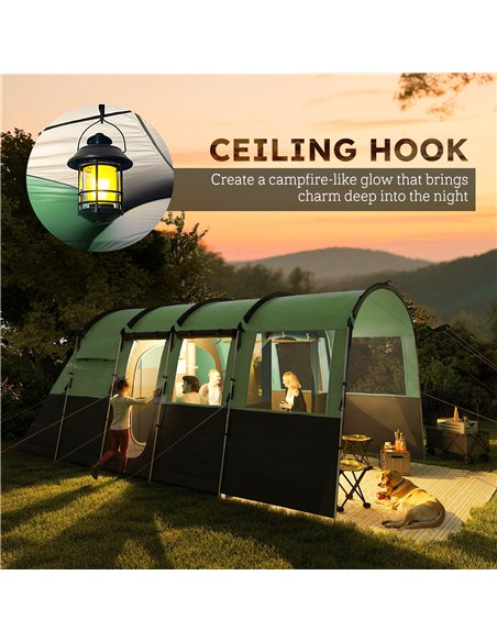 Outsunny 8-Person Camping Tent, Waterproof Family Tent, Tunnel Design, 4 Large Windows, Sleeping Cabins 3000mm Water Column Gree - pic 160544 | FastDaddyshop