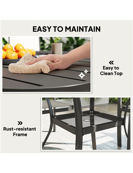 Outsunny 5 Piece Garden Furniture Set, Garden Dining Set with Round Table and 4 Stackable Chairs, Steel Frame, for Outdoor, Pati - pic 160560 | FastDaddyshop