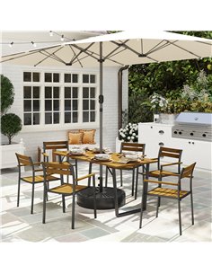 Outsunny Seven-Piece Wood Panel Patio Dining Set - Brown/Black 2