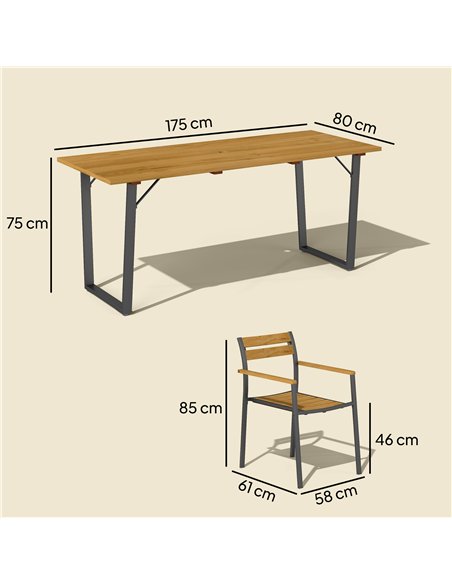 Outsunny Seven-Piece Wood Panel Patio Dining Set - Brown/Black - pic 160565 | FastDaddyshop