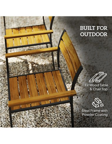 Outsunny Seven-Piece Wood Panel Patio Dining Set - Brown/Black