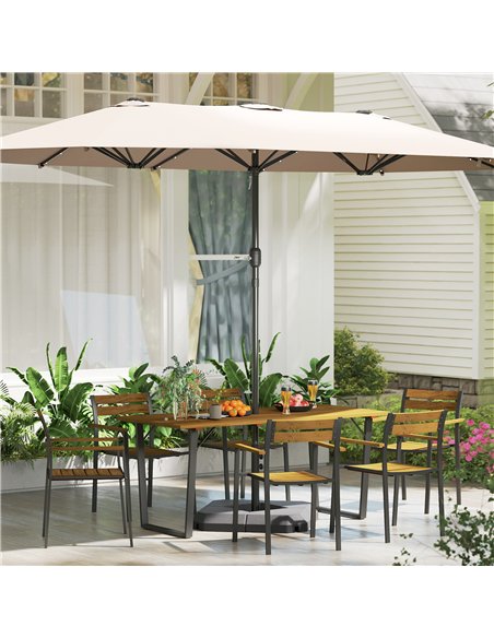 Outsunny Seven-Piece Wood Panel Patio Dining Set - Brown/Black - pic 160571 | FastDaddyshop