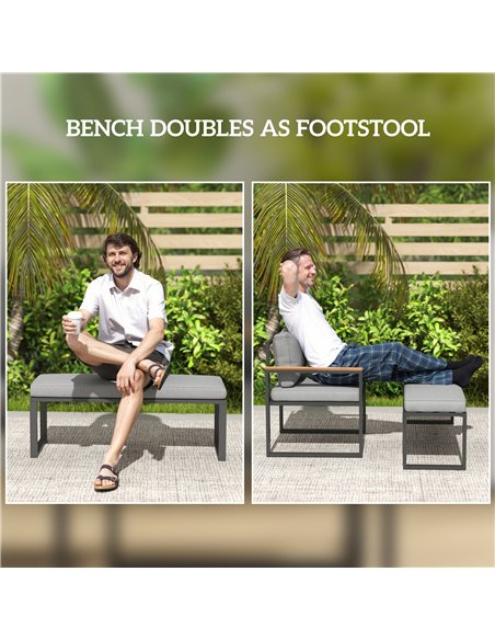 Outsunny Six Piece L Shaped Garden Furniture Set with 3 Loveseats - Natural Wood Finish - pic 160578 | FastDaddyshop