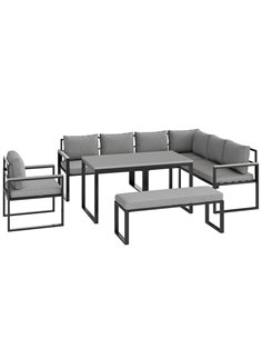 Outsunny Six Piece L Shaped Garden Furniture Set with 3 Loveseats - Grey