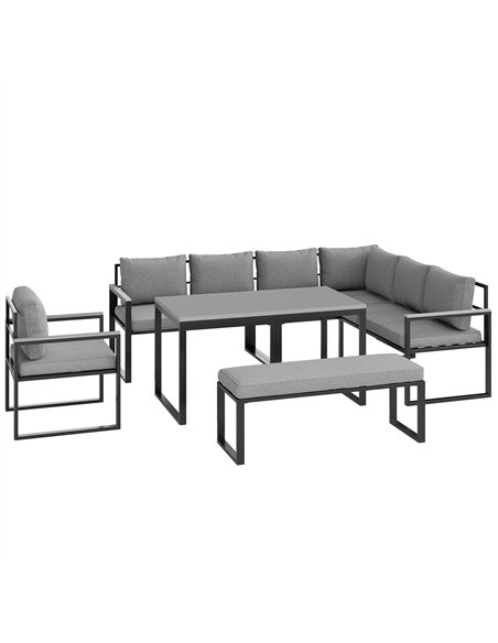Outsunny Six Piece L Shaped Garden Furniture Set with 3 Loveseats - Grey - pic 160581 | FastDaddyshop