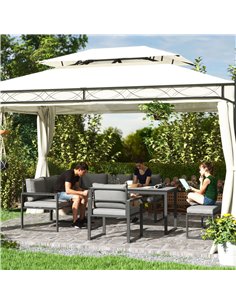 Outsunny Six Piece L Shaped Garden Furniture Set with 3 Loveseats - Grey 2