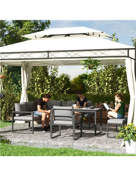 Outsunny Six Piece L Shaped Garden Furniture Set with 3 Loveseats - Grey - pic 160582 | FastDaddyshop