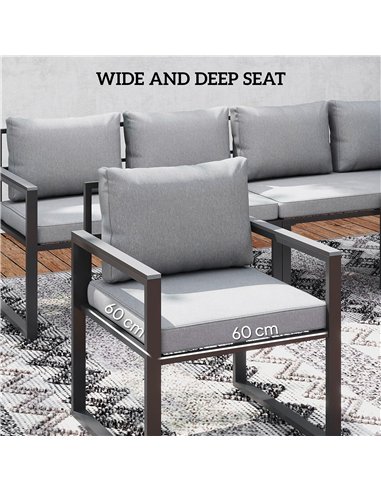 Outsunny Six Piece L Shaped Garden Furniture Set with 3 Loveseats - Grey