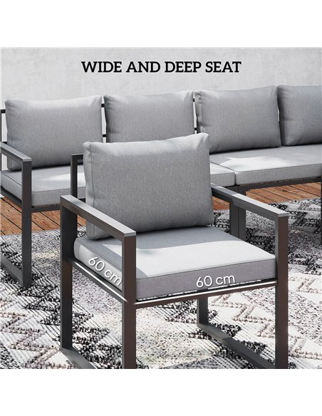 Outsunny Six Piece L Shaped Garden Furniture Set with 3 Loveseats - Grey - pic 160585 | FastDaddyshop