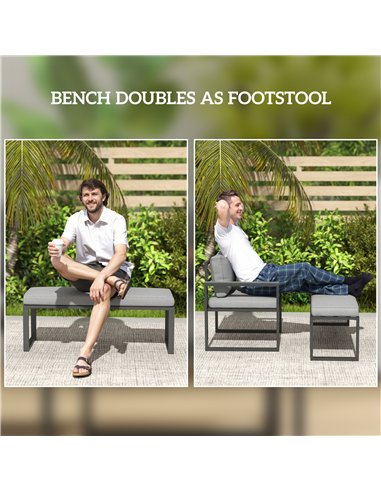 Outsunny Six Piece L Shaped Garden Furniture Set with 3 Loveseats - Grey