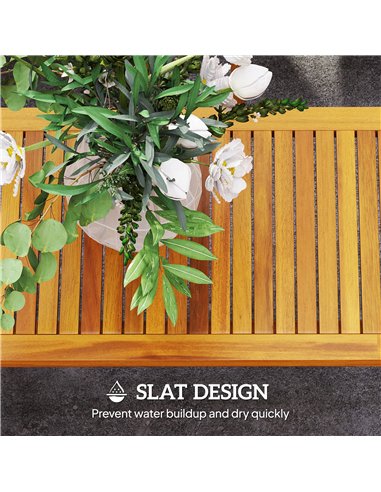 Outsunny Four-Piece Acacia Wood Garden Sofa Set - Teak/Cream