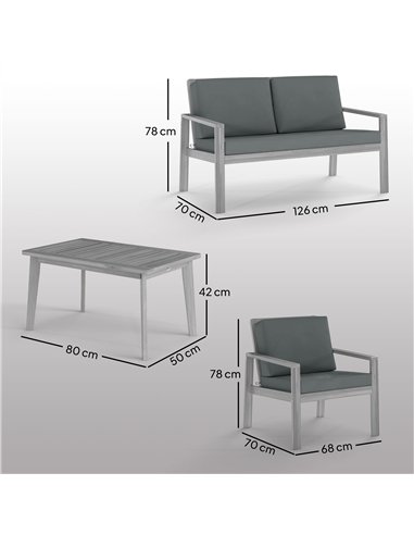 Outsunny 4-Piece Wooden Garden Furniture Set with Cushions - Light Grey