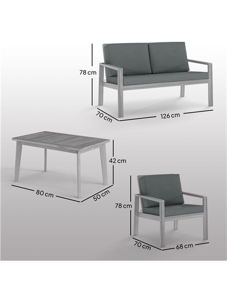 Outsunny 4-Piece Wooden Garden Furniture Set with Cushions - Light Grey - pic 160601 | FastDaddyshop