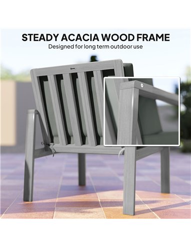 Outsunny 4-Piece Wooden Garden Furniture Set with Cushions - Light Grey