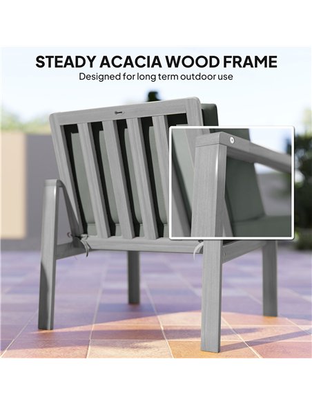 Outsunny 4-Piece Wooden Garden Furniture Set with Cushions - Light Grey - pic 160603 | FastDaddyshop