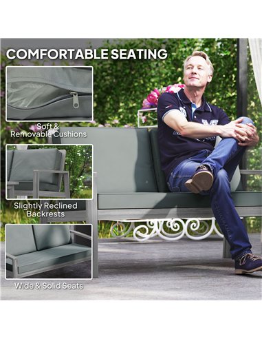 Outsunny 4-Piece Wooden Garden Furniture Set with Cushions - Light Grey