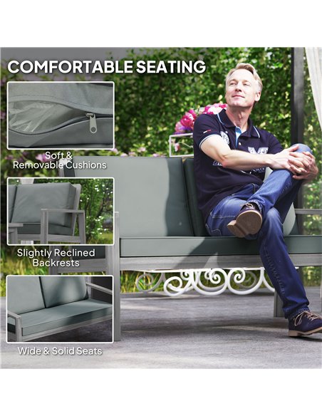 Outsunny 4-Piece Wooden Garden Furniture Set with Cushions - Light Grey - pic 160604 | FastDaddyshop