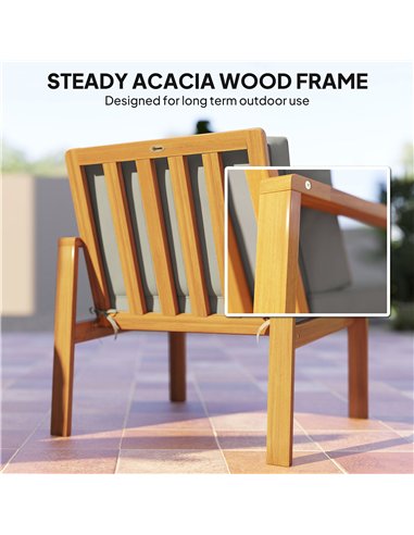 Outsunny 4-Piece Wooden Garden Furniture Set with Cushions - Teak